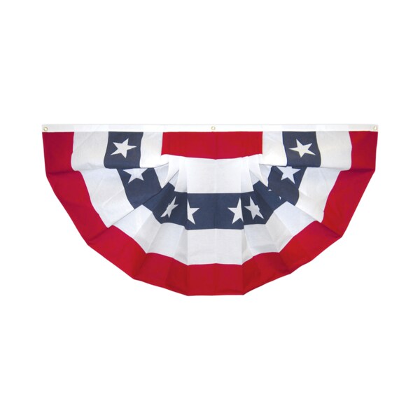 Pleated Poly Cotton Printed Fan 18"x36" With Stars